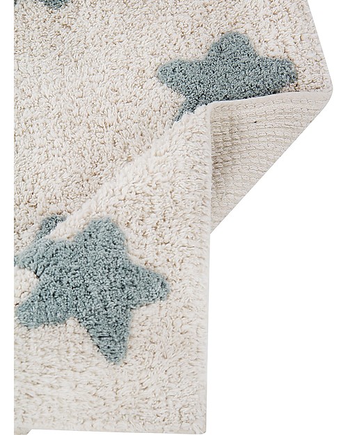 Lorena Canals Tappeto Lavabile Stars Natural - Vintage Blu - 100% Cotone (120 x 160 cm) Tappeti Arredo