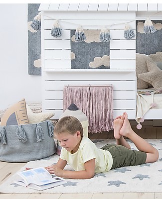 Lorena Canals Tappeto Lavabile Stars Natural - Vintage Blu - 100% Cotone (120 x 160 cm) Tappeti