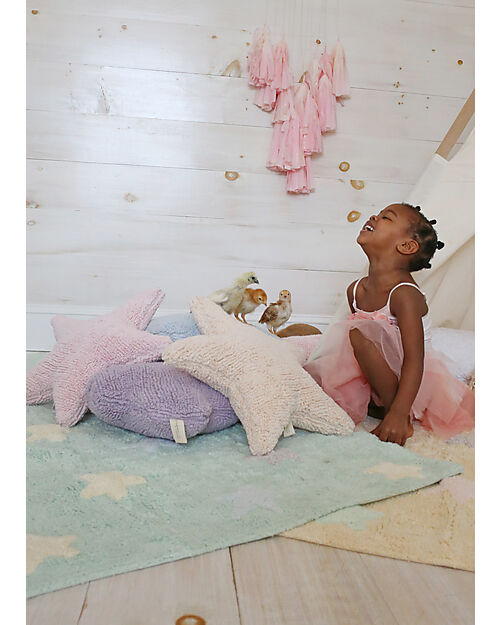 Lorena Canals Tappeto Lavabile Stars - Tricolore Soft Mint - Cotone - ( 120x160 cm) unisex (bambini)