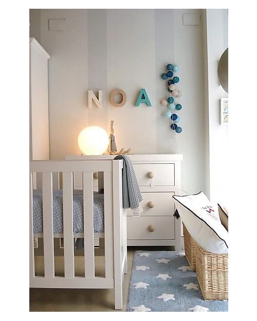 Lorena Canals Tappeto Lavabile Stelle Bianche, Azzurro - 100% Cotone (120cm x 160cm) Tappeti Arredo