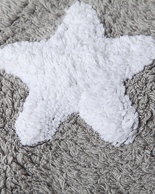 Lorena Canals Tappeto Lavabile Stelle Bianche, Grigio - 100% Cotone (120cm x 160cm) Tappeti Arredo