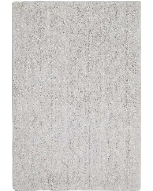 Lorena Canals Tappeto Lavabile Trecce Grigio Perla - 100% Cotone (120cm x 160cm) - Pezzo di Showroom! Tappeti Arredo