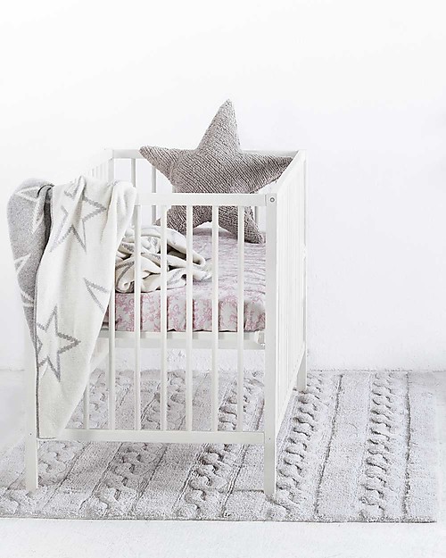 Lorena Canals Tappeto Lavabile Trecce Grigio Perla - 100% Cotone (120cm x 160cm) - Pezzo di Showroom! Tappeti Arredo