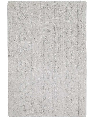 Lorena Canals Tappeto Lavabile Trecce Grigio Perla - 100% Cotone (120cm x 160cm) - Pezzo di Showroom! Tappeti_