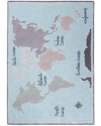 Lorena Canals Tappeto Lavabile Vintage Map, Back to school - 100% Cotone (140 x 200 cm) Tappeti