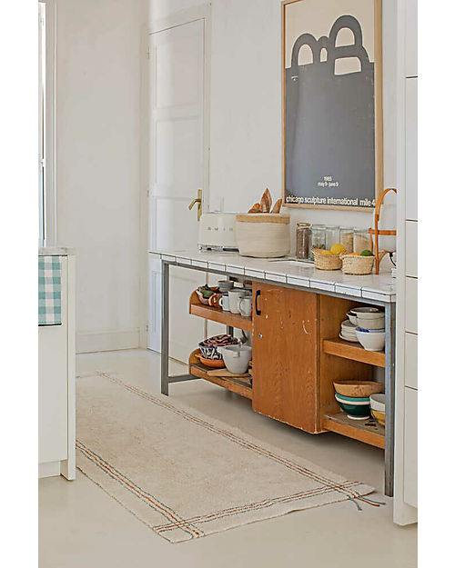 Lorena Canals Tappeto Righe - Naturale - Cotone Organico - Little Chefs Collection -  80 x 230 cm Tappeti Arredo