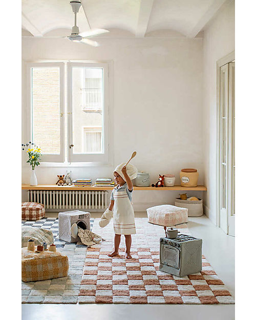 Lorena Canals Tappeto Scacchi - Caramello - Cotone Organico - Little Chefs Collection - 120 x 160 cm Tappeti Arredo