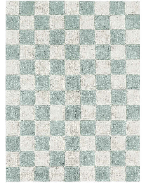 Lorena Canals Tappeto Scacchi - Salvia - Cotone Organico - Little Chefs Collection - 120 x 160 cm Tappeti Arredo