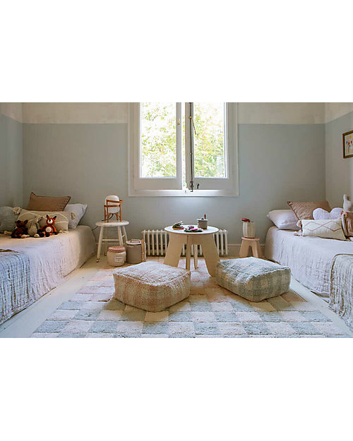 Lorena Canals Tappeto Scacchi - Salvia - Cotone Organico - Little Chefs Collection - 120 x 160 cm Tappeti Arredo