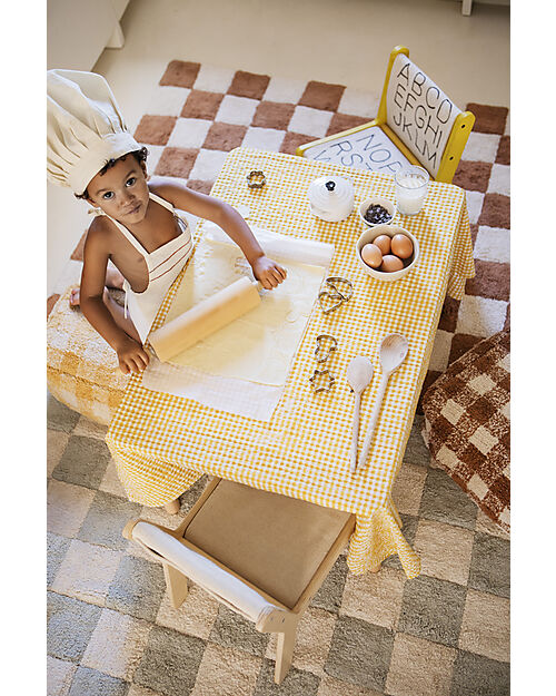 Lorena Canals Tappeto Scacchi - Salvia - Cotone Organico - Little Chefs Collection - 120 x 160 cm Tappeti Arredo