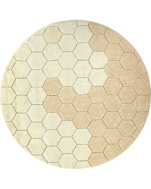 Lorena Canals Tappeto Tondo - Honeycomb - Avorio/Oro - Cotone - Collezione Planet Bee - Diametro 140 cm Tappeti Arredo
