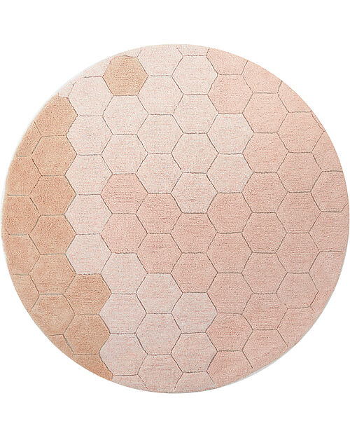 Lorena Canals Tappeto Tondo - Honeycomb - Avorio/Rosa - Cotone - Collezione Planet Bee - Diametro 140 cm Tappeti Arredo