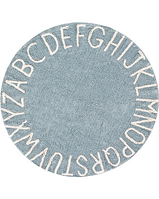 Lorena Canals Tappeto Tondo Lavabile ABC, Azzurro/Panna, 100% cotone (diametro 150 cm) Tappeti Arredo