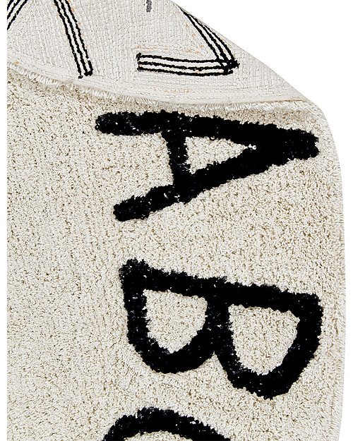 Lorena Canals Tappeto Tondo Lavabile ABC, Beige/Nero, 100% cotone (diametro 150 cm) Tappeti Arredo