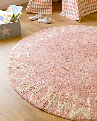 Lorena Canals Tappeto Tondo Lavabile ABC, Rosa/Panna, 100% cotone (diametro 150 cm) Tappeti Arredo
