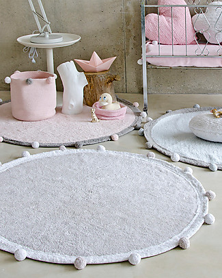 Lorena Canals Tappeto Tondo Lavabile Bubbly - Grigio Chiaro - 120 cm diametro Tappeti_