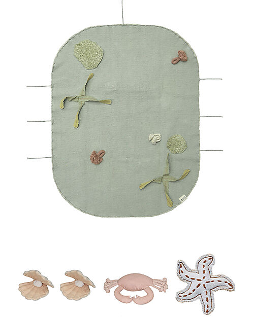 Lorena Canals Under Sea Set - Tela/Stella Marina/Granchio/2 Conchiglie - Dimensioni 50x65cm - New Green Toys Collection Tappeti Gioco