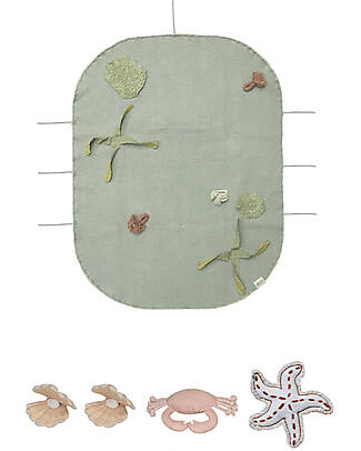 Lorena Canals Under Sea Set - Tela/Stella Marina/Granchio/2 Conchiglie - Dimensioni 50x65cm - New Green Toys Collection Tappeti Gioco