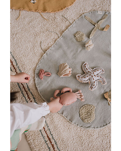 Lorena Canals Under Sea Set - Tela/Stella Marina/Granchio/2 Conchiglie - Dimensioni 50x65cm - New Green Toys Collection Tappeti Gioco