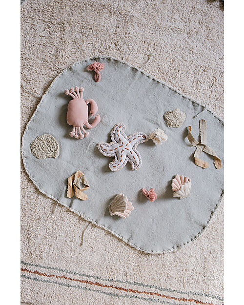 Lorena Canals Under Sea Set - Tela/Stella Marina/Granchio/2 Conchiglie - Dimensioni 50x65cm - New Green Toys Collection Tappeti Gioco