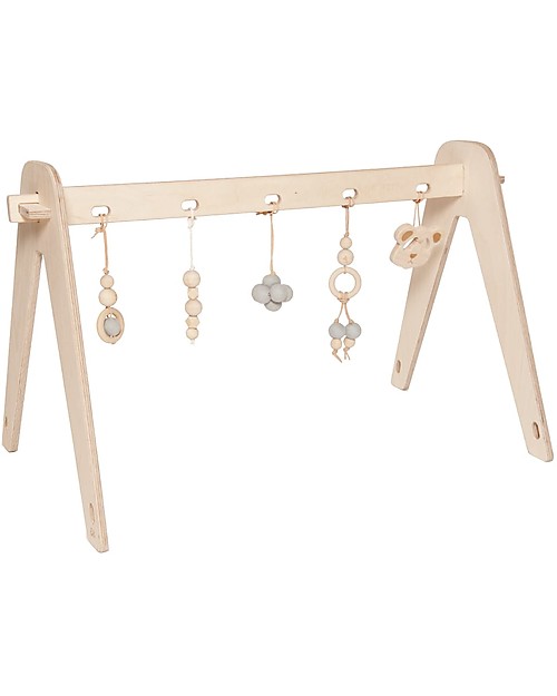 Loullou Baby Gym Set, Palestrina in Legno per Bambino + Giochi da Appendere Blu Palestrine