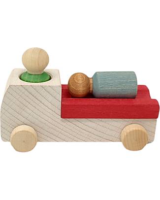Lubulona Ambulanza con 2 Figure - Legno di Faggio FSC-PEFC Costruzioni in Legno