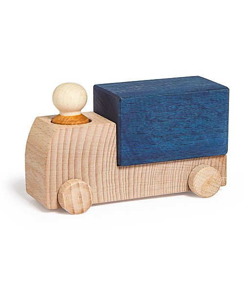 Lubulona Camion con Figura - Blu - Legno di Faggio e Acero FSC-PEFC Macchine e Trenini  in Legno