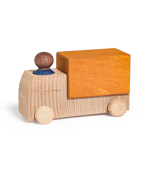 Lubulona Camion con Figura - Ocra - Legno di Faggio e Acero FSC-PEFC Macchine e Trenini  in Legno