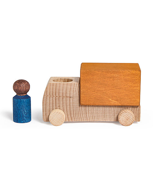 Lubulona Camion con Figura - Ocra - Legno di Faggio e Acero FSC-PEFC Macchine e Trenini  in Legno