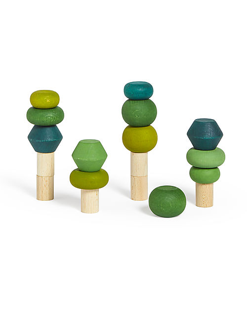 Lubulona Set Alberi Impilabili - Estate - Legno di Faggio FSC-PEFC Macchine e Trenini  in Legno