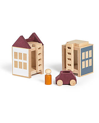 Lubulona Set Città Lubu Town Mini - Autumnvale - Legno di Faggio FSC-PEFC Costruzioni in Legno