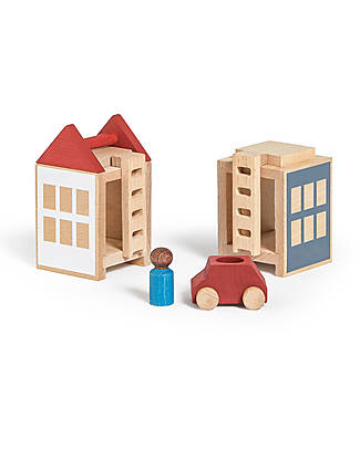 Lubulona Set Città Lubu Town Mini - Summerville - Legno di Faggio FSC-PEFC Costruzioni in Legno