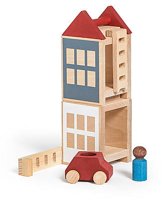 Lubulona Set Città Lubu Town Mini - Summerville - Legno di Faggio FSC-PEFC Costruzioni in Legno