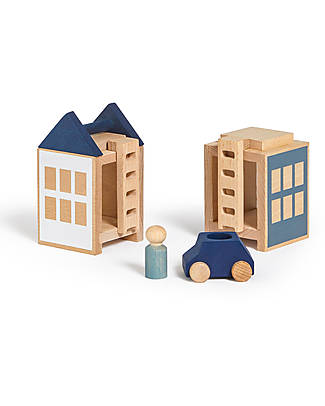 Lubulona Set Città Lubu Town Mini - WInterburg - Legno di Faggio FSC-PEFC Costruzioni in Legno