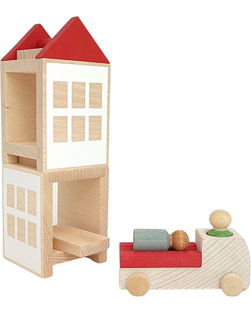 Lubulona Set Ospedale con Ambulanza - Legno di Faggio FSC-PEFC Macchine e Trenini  in Legno