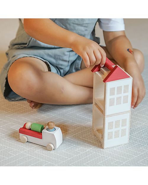 Lubulona Set Ospedale con Ambulanza - Legno di Faggio FSC-PEFC Macchine e Trenini  in Legno