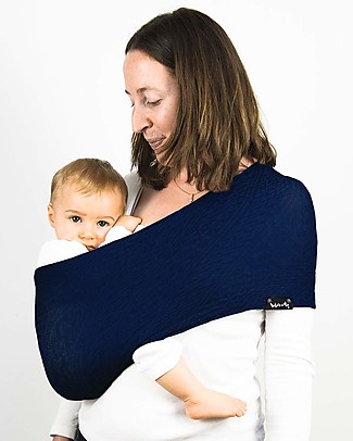 Lucky Baby Wacotto, Fascia Porta Bebè 2 in 1, Blu Navy - 6-36 mesi - È anche sciarpa infinity! Fasce Portabebé
