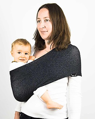 Lucky Baby Wacotto, Fascia Porta Bebè 2 in 1, Grigio - È anche sciarpa infinity! Fasce Portabebé