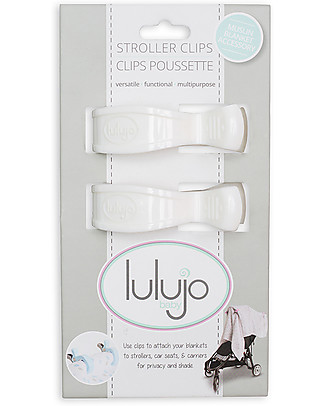 Lulujo Baby Clip per Passeggino, Confezione da 2 - Bianco Copertine Swaddles