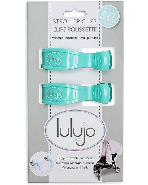 Lulujo Baby Clip per Passeggino, Confezione da 2 - Verde Acqua Swaddle di Mussola