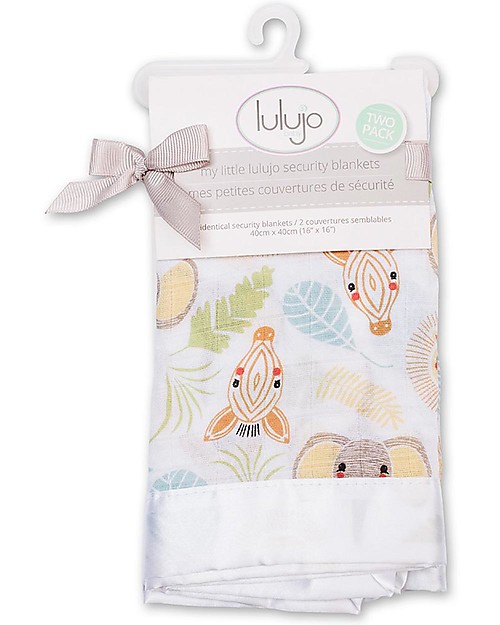 Lulujo Baby Copertina Morbida Security 40 x 40 cm - Giungla - 100% cotone - Pacco da 2 Swaddle di Mussola
