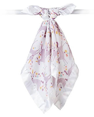 Lulujo Baby Copertina Morbida Security 40 x 40 cm, Unicorni - 100% Cotone - Pacco da 2 Copertine Swaddles