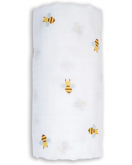 Lulujo Baby Copertina Swaddle 100x100 cm - Api - 100% Mussola di Cotone Swaddle di Mussola