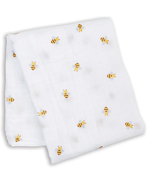 Lulujo Baby Copertina Swaddle 100x100 cm - Api - 100% Mussola di Cotone Swaddle di Mussola