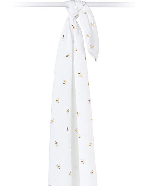 Lulujo Baby Copertina Swaddle 100x100 cm - Api - 100% Mussola di Cotone Swaddle di Mussola
