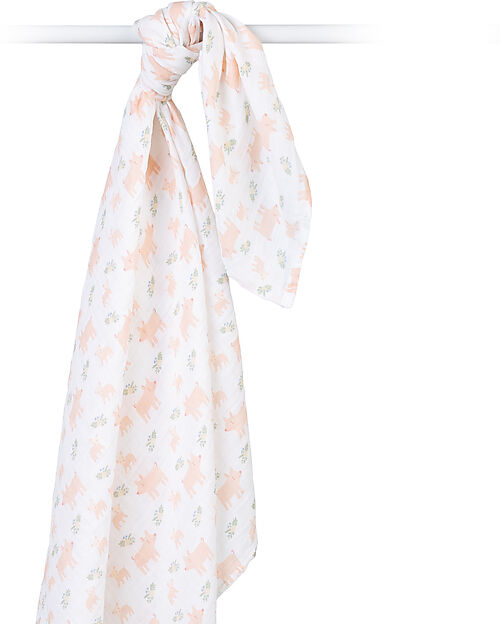 Lulujo Baby Copertina Swaddle 100x100 cm - Maialini - 100% Mussola di Cotone Swaddle di Mussola