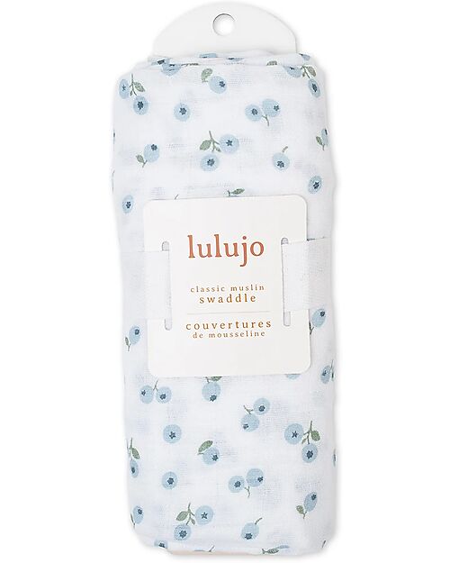 Lulujo Baby Copertina Swaddle 100x100 cm - Mirtilli - 100% Mussola di Cotone Swaddle di Mussola