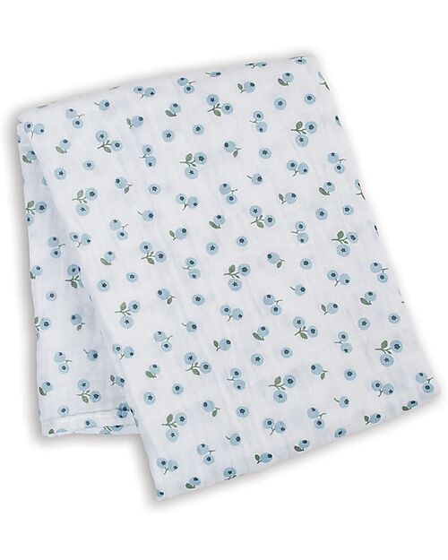Lulujo Baby Copertina Swaddle 100x100 cm - Mirtilli - 100% Mussola di Cotone Swaddle di Mussola