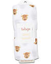 Lulujo Baby Copertina Swaddle 100x100 cm - Mucca Highlander - 100% Mussola di Cotone Swaddle di Mussola