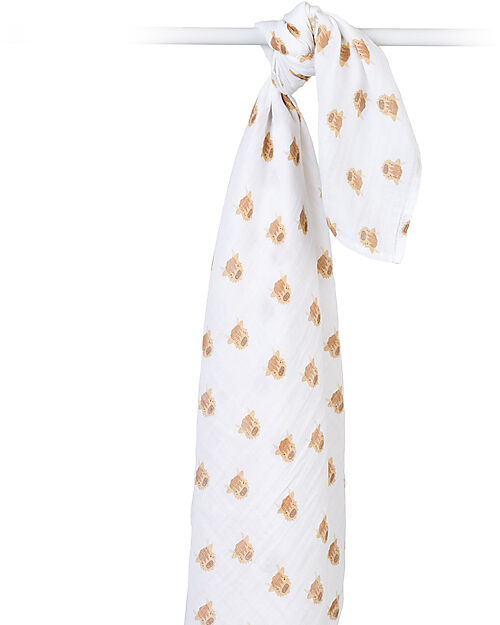 Lulujo Baby Copertina Swaddle 100x100 cm - Mucca Highlander - 100% Mussola di Cotone Swaddle di Mussola